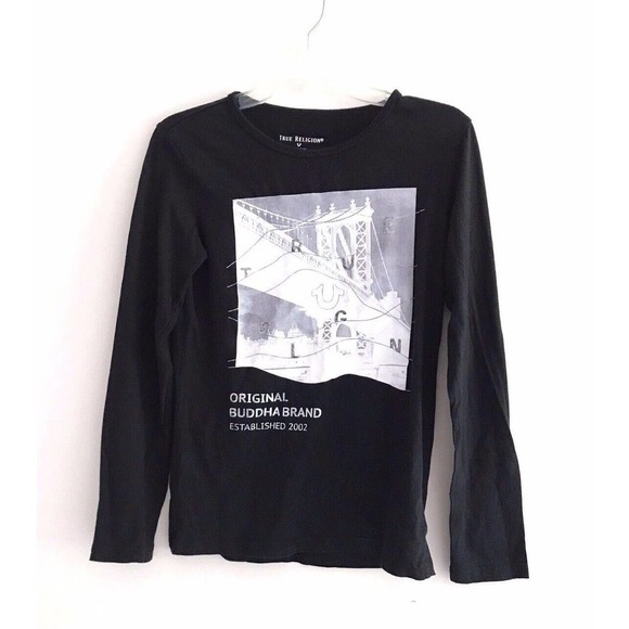 True Religion | Pullover Crewneck Top Youth Girls Size L 14-16 Black Graphic Tee - Picture 2 of 8